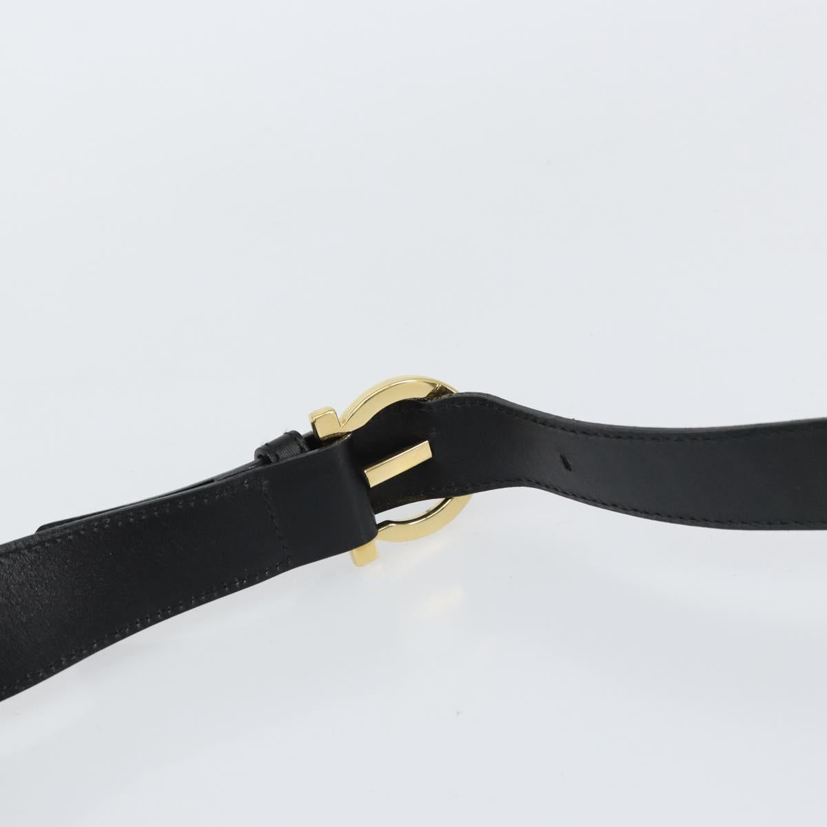 Salvatore Ferragamo Hand Bag Leather Black Gold Auth 160052