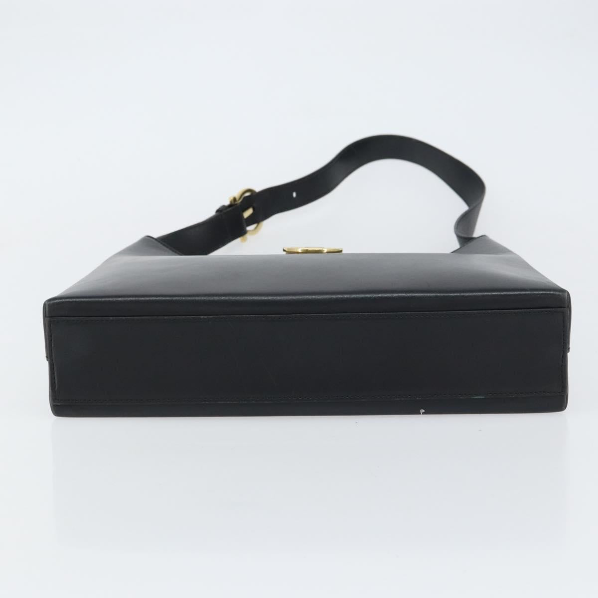 Salvatore Ferragamo Hand Bag Leather Black Gold Auth 160052