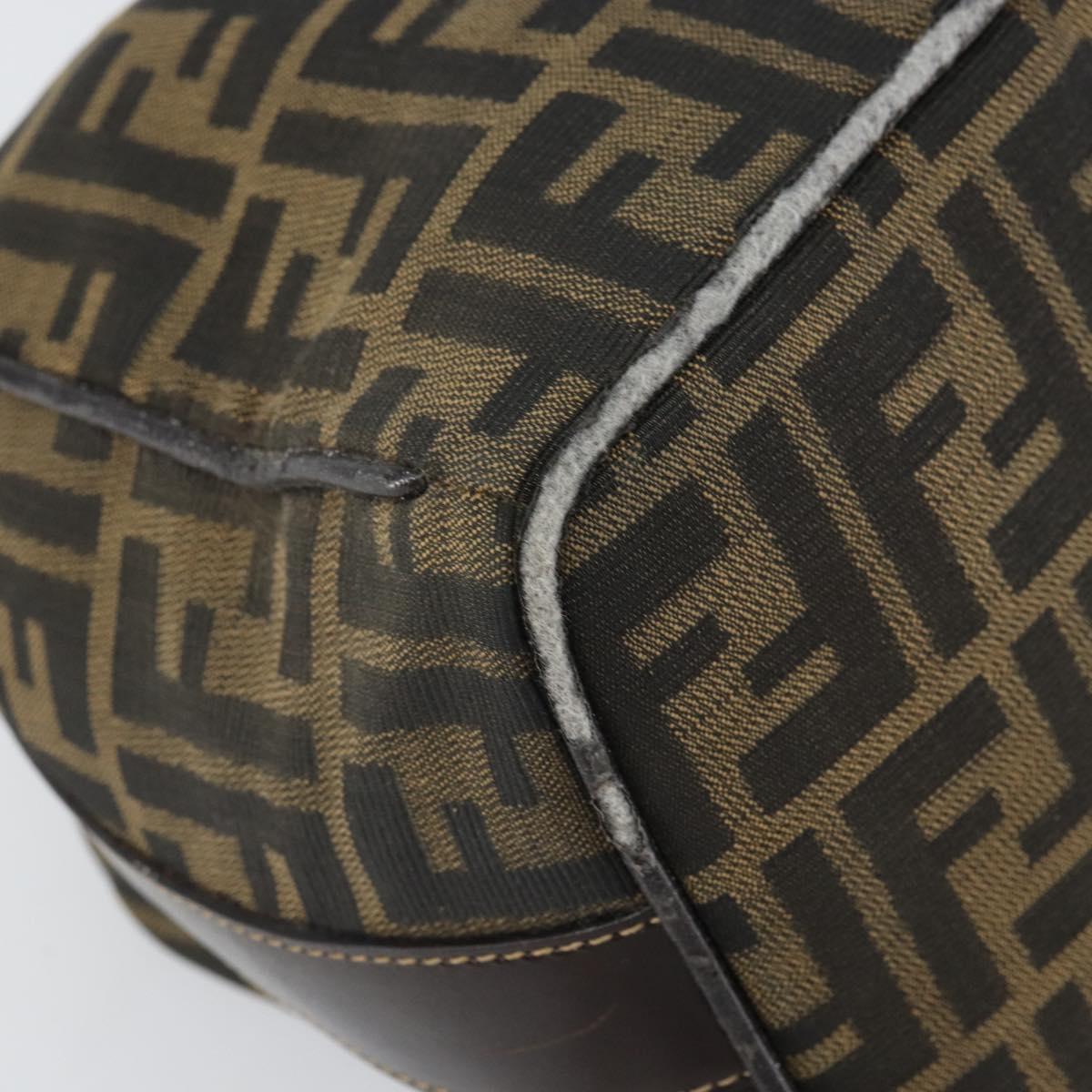 FENDI Zucca Canvas Hand Bag Brown Black Auth 160054