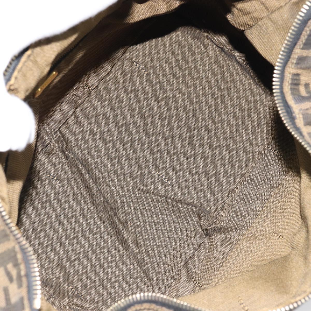 FENDI Zucca Canvas Hand Bag Brown Black Auth 160054