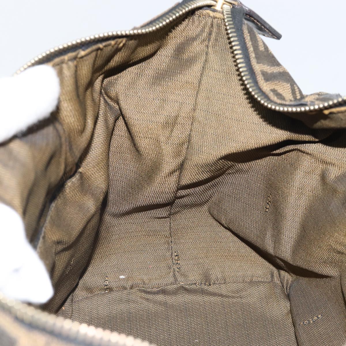 FENDI Zucca Canvas Hand Bag Brown Black Auth 160054