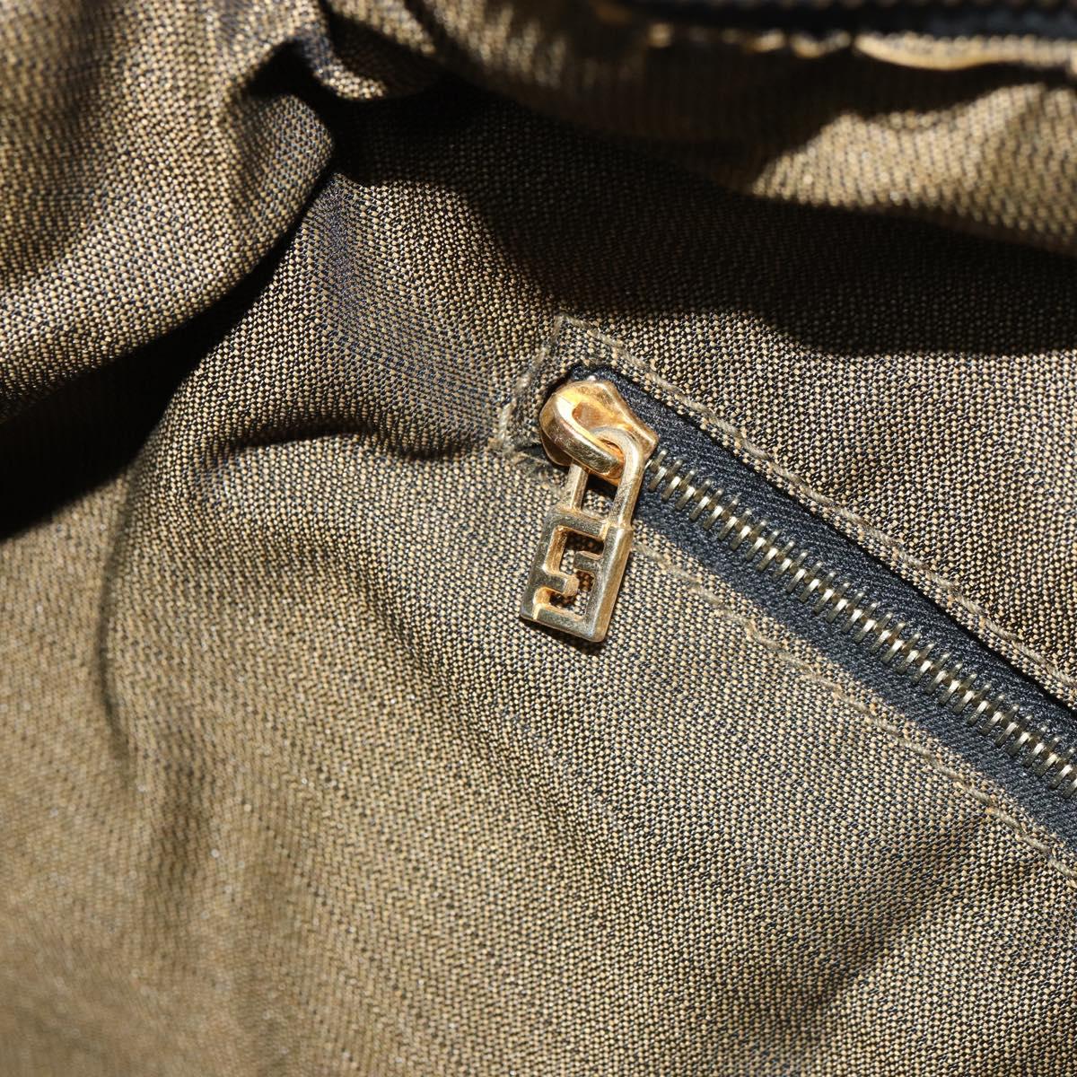 FENDI Zucca Canvas Hand Bag Brown Black Auth 160054