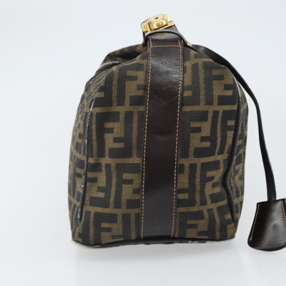 FENDI Zucca Canvas Hand Bag Brown Black Auth 160054