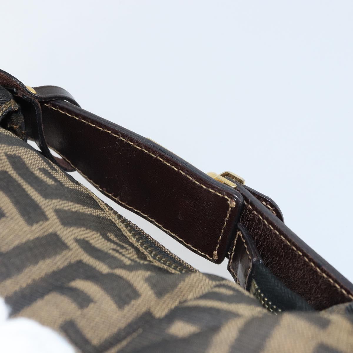 FENDI Zucca Canvas Hand Bag Brown Black Auth 160054