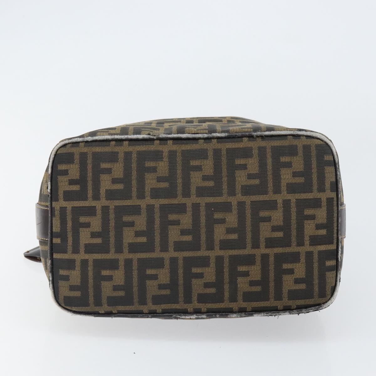 FENDI Zucca Canvas Hand Bag Brown Black Auth 160054