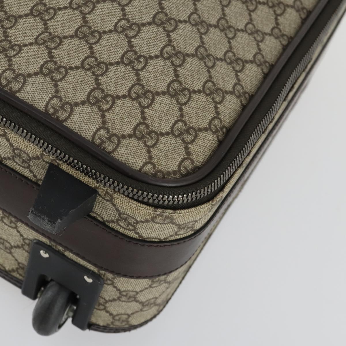 GUCCI GG Supreme Suitcase PVC Beige Silver 101678 Auth 160065