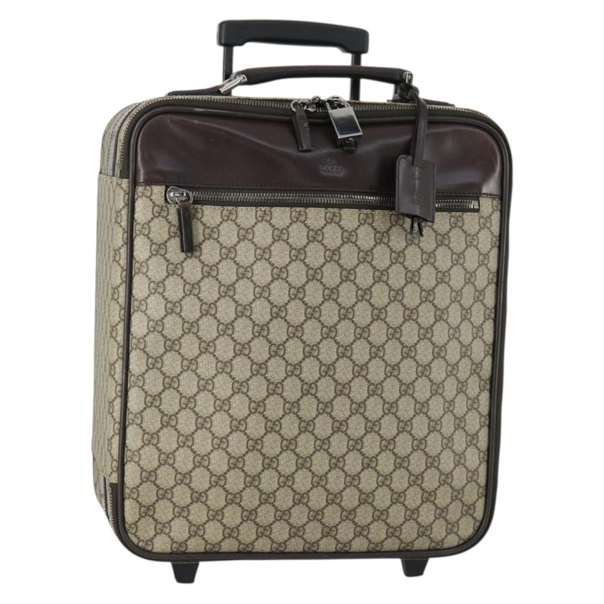 GUCCI GG Supreme Suitcase PVC Beige Silver 101678 Auth 160065
