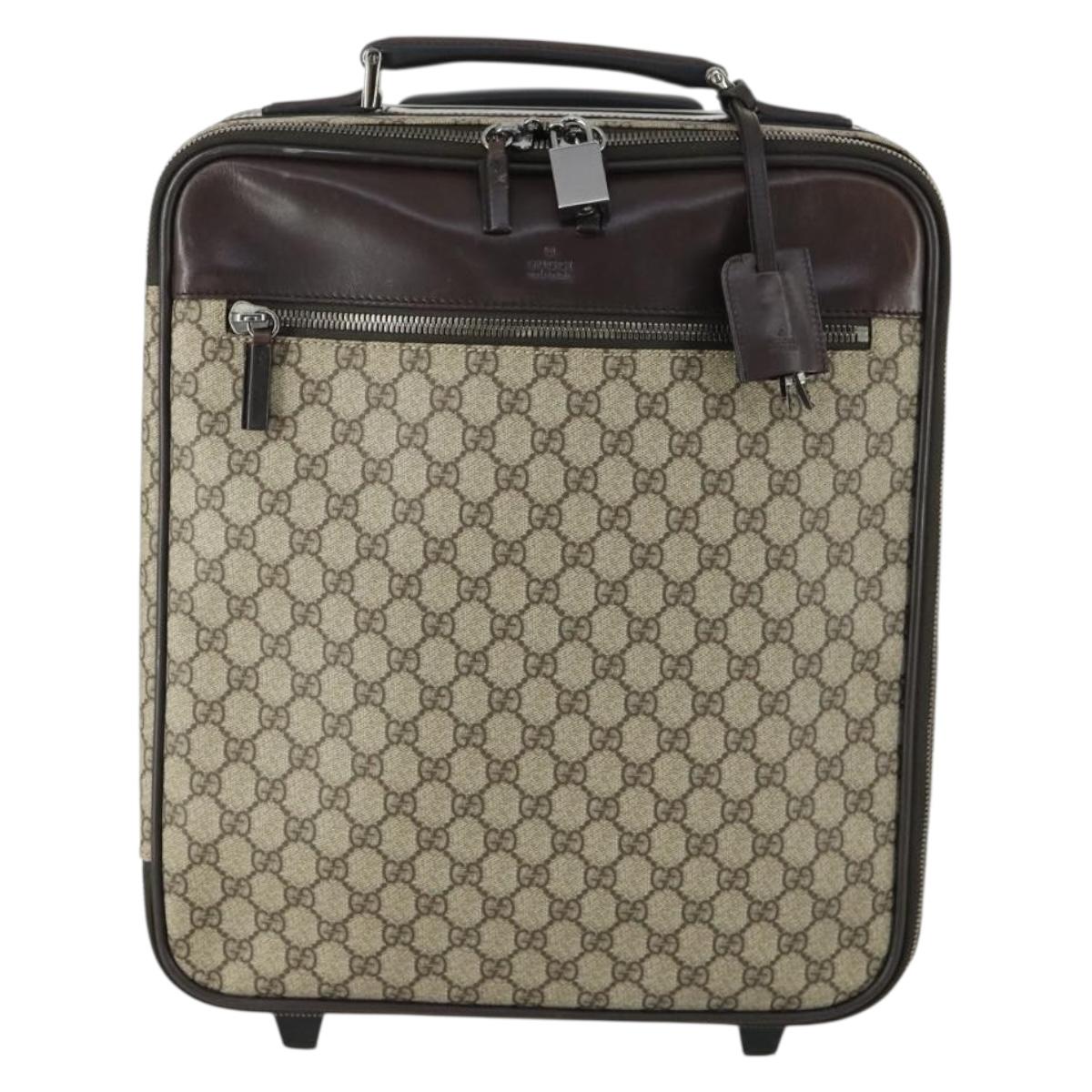 GUCCI GG Supreme Suitcase PVC Beige Silver 101678 Auth 160065