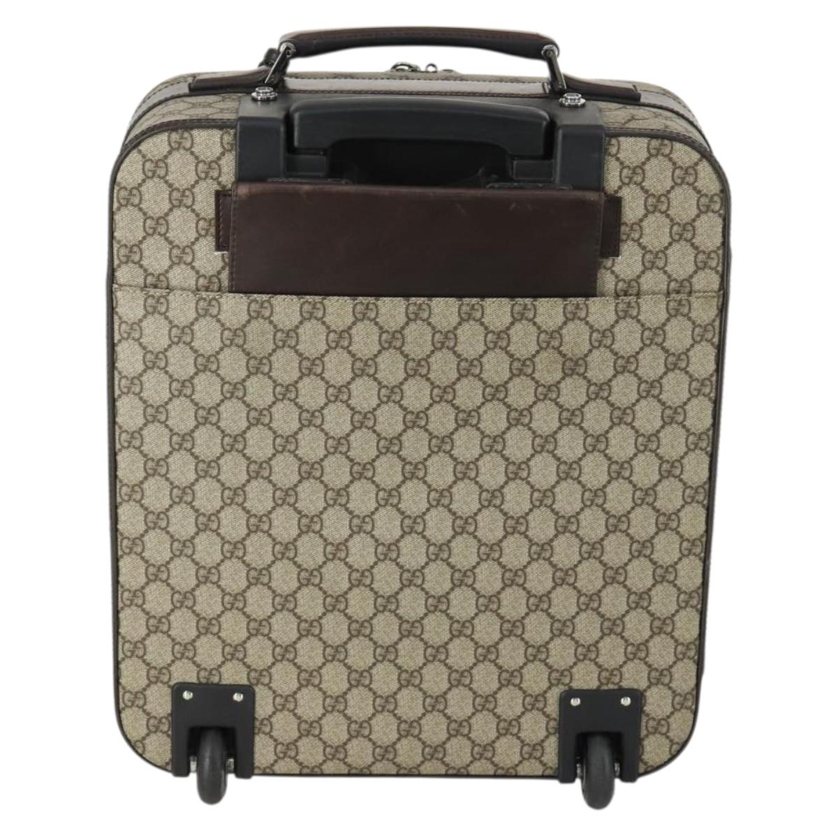 GUCCI GG Supreme Suitcase PVC Beige Silver 101678 Auth 160065