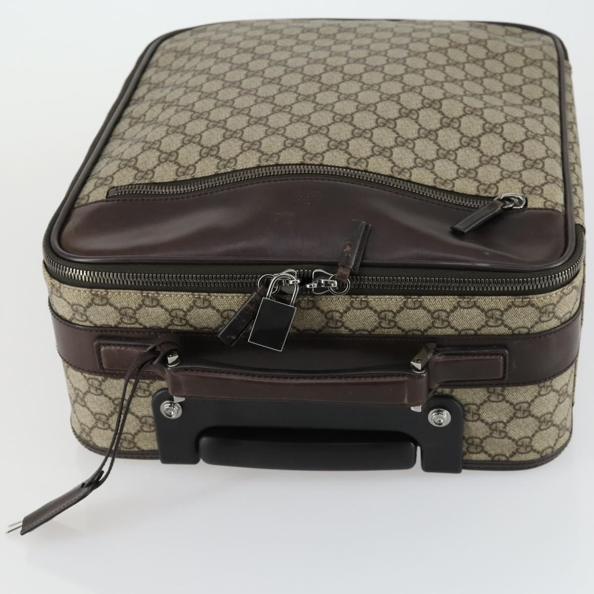 GUCCI GG Supreme Suitcase PVC Beige Silver 101678 Auth 160065