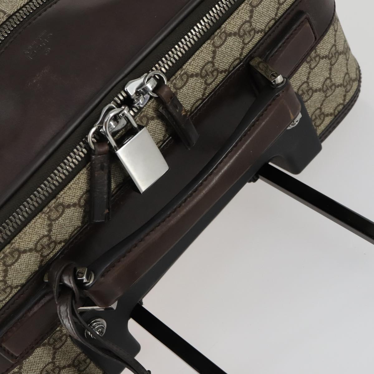 GUCCI GG Supreme Suitcase PVC Beige Silver 101678 Auth 160065