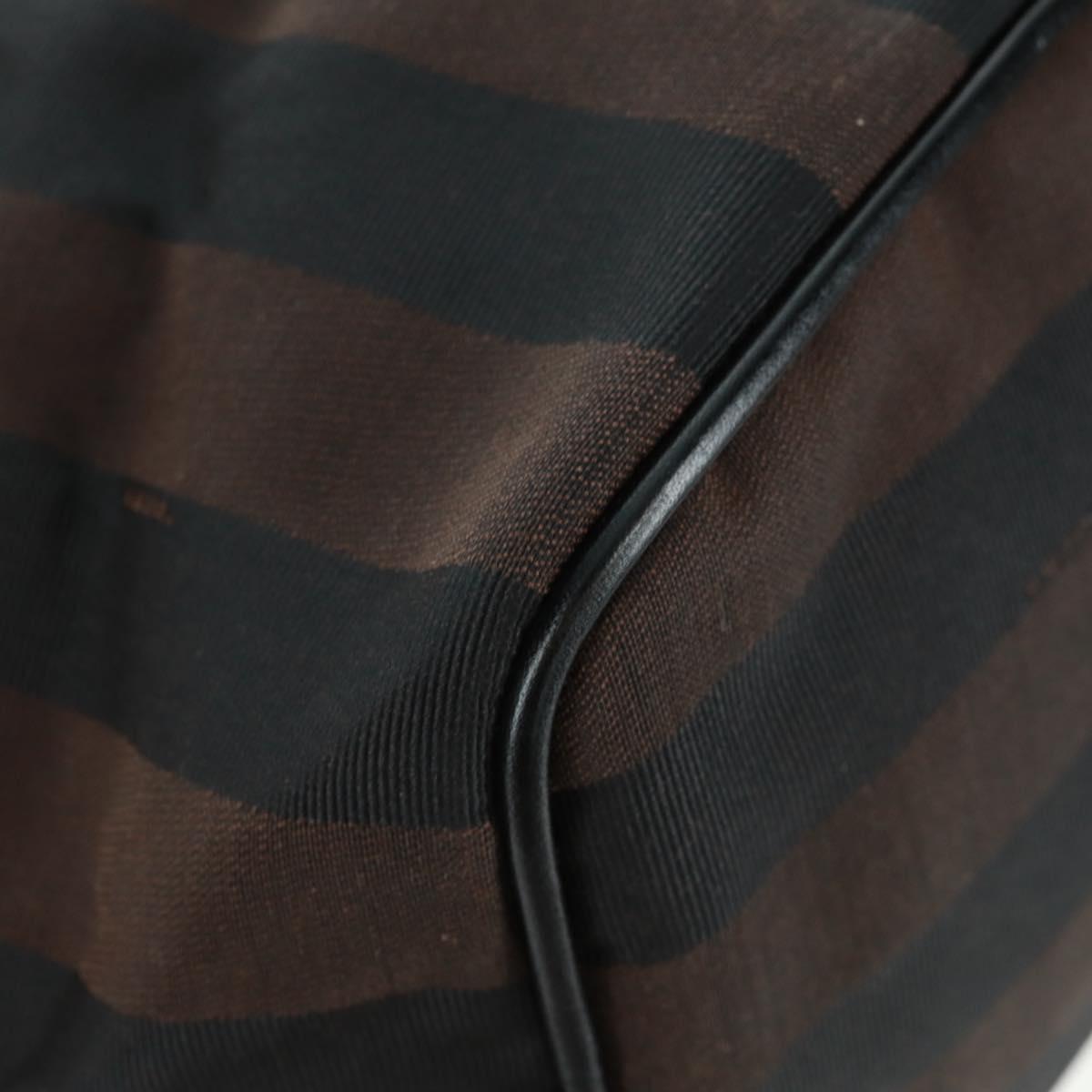 FENDI Pecan Canvas Shoulder Bag Black Brown Auth 160066