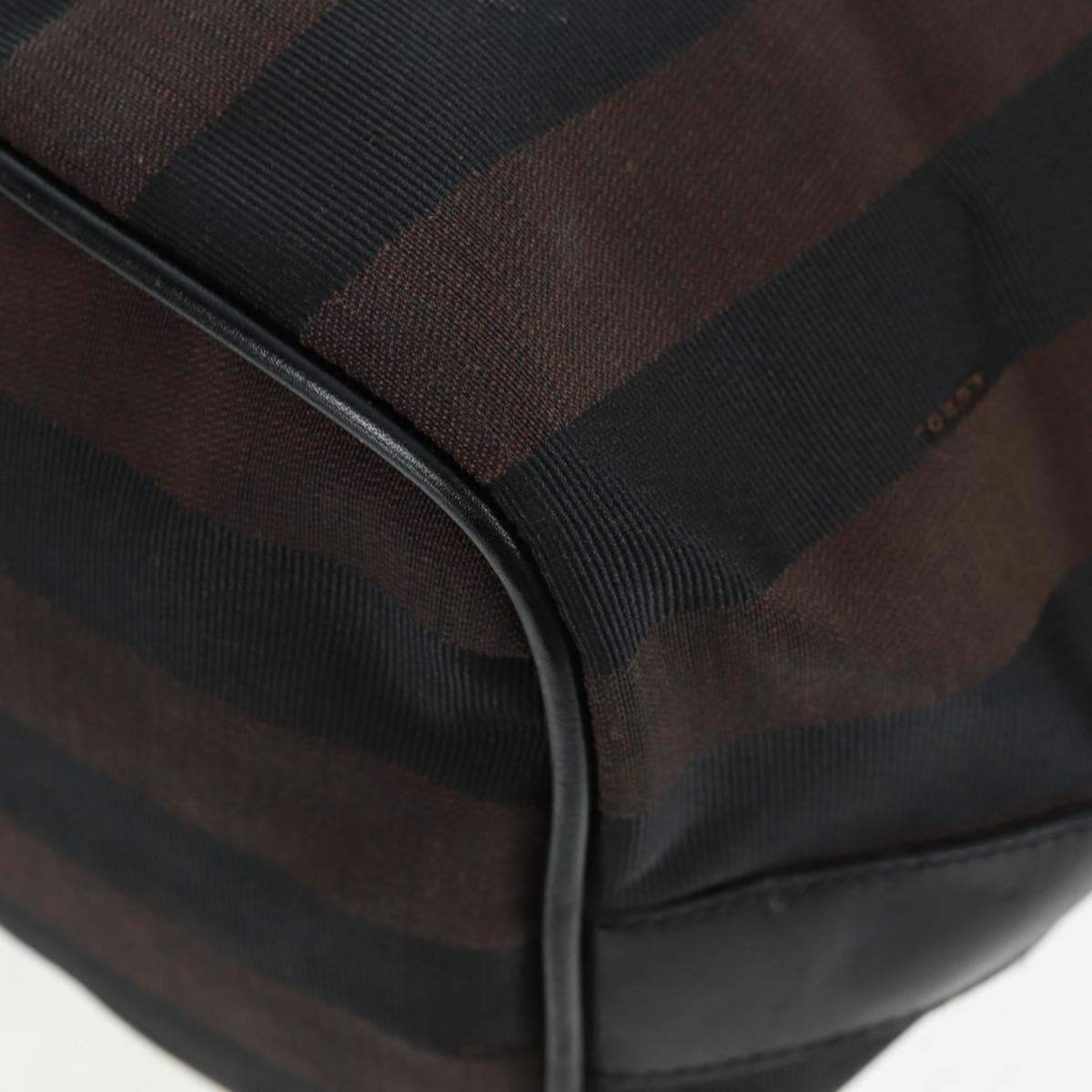 FENDI Pecan Canvas Shoulder Bag Black Brown Auth 160066