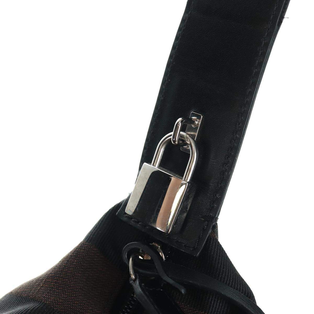 FENDI Pecan Canvas Shoulder Bag Black Brown Auth 160066