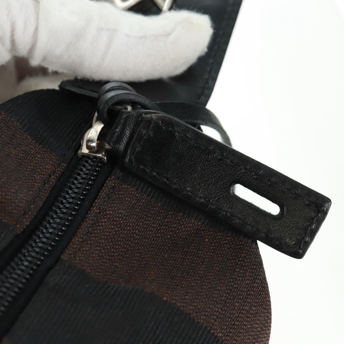 FENDI Pecan Canvas Shoulder Bag Black Brown Auth 160066