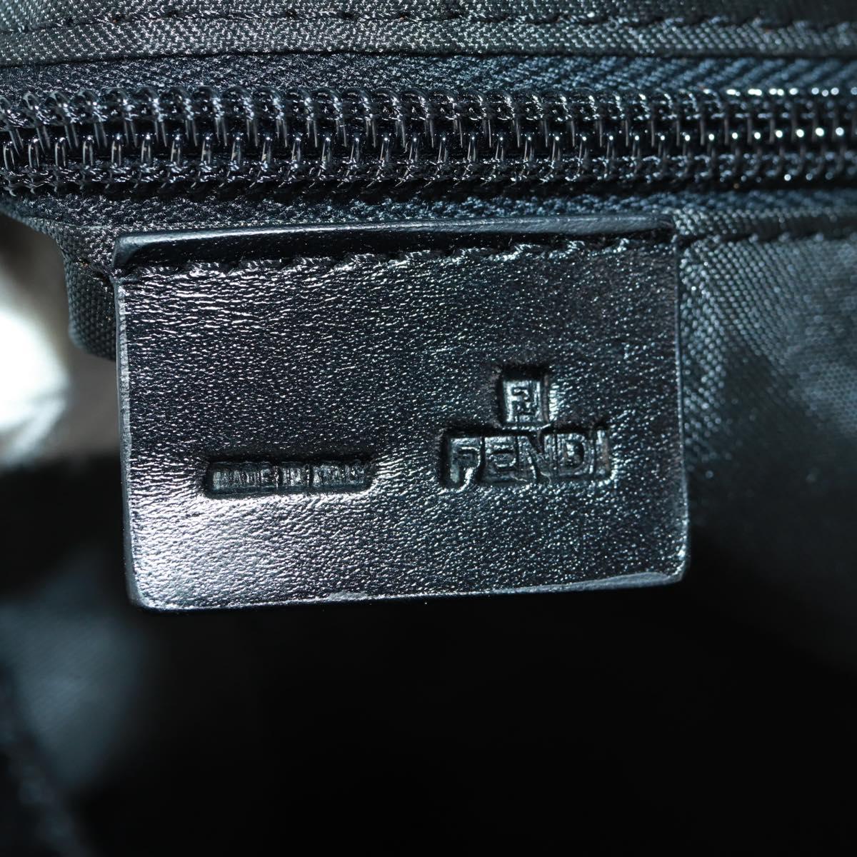 FENDI Pecan Canvas Shoulder Bag Black Brown Auth 160066