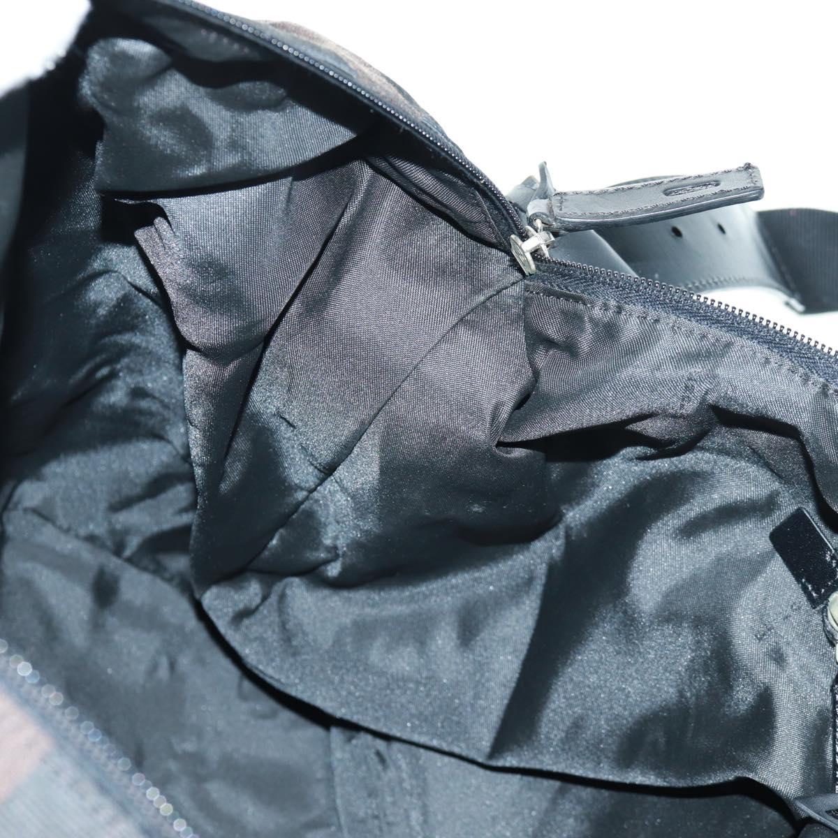 FENDI Pecan Canvas Shoulder Bag Black Brown Auth 160066