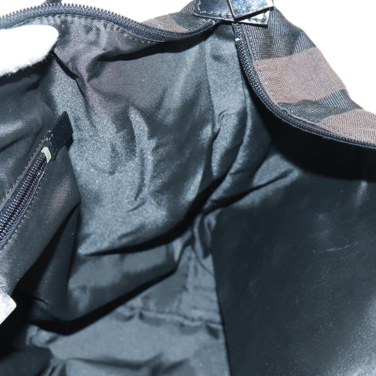 FENDI Pecan Canvas Shoulder Bag Black Brown Auth 160066