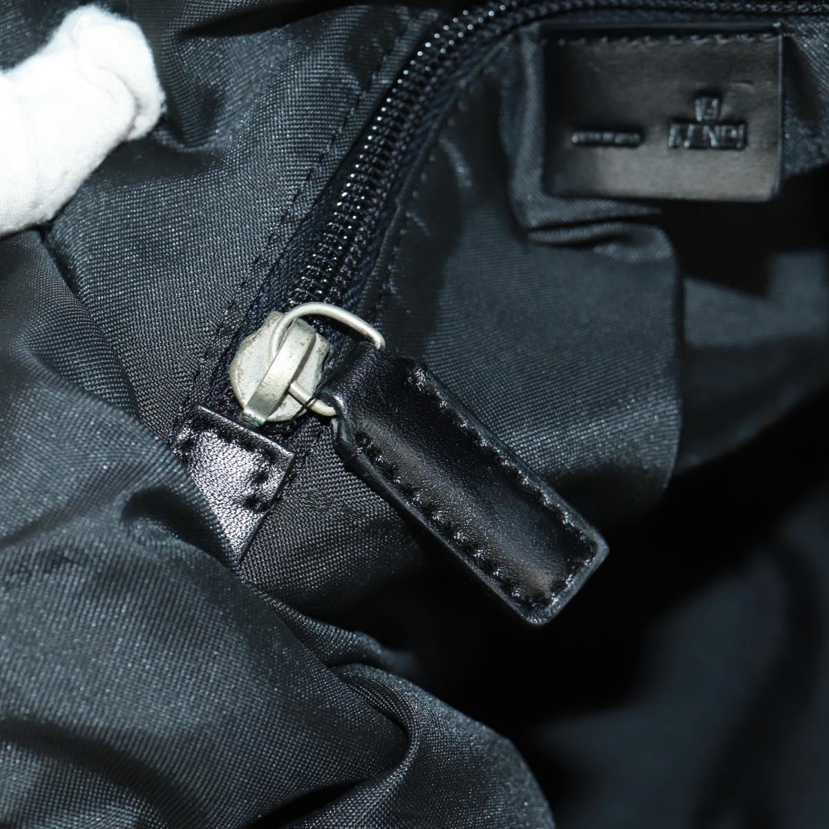 FENDI Pecan Canvas Shoulder Bag Black Brown Auth 160066