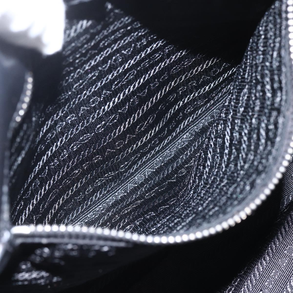PRADA Ribbon Hand Bag Nylon Black Silver Auth 160087
