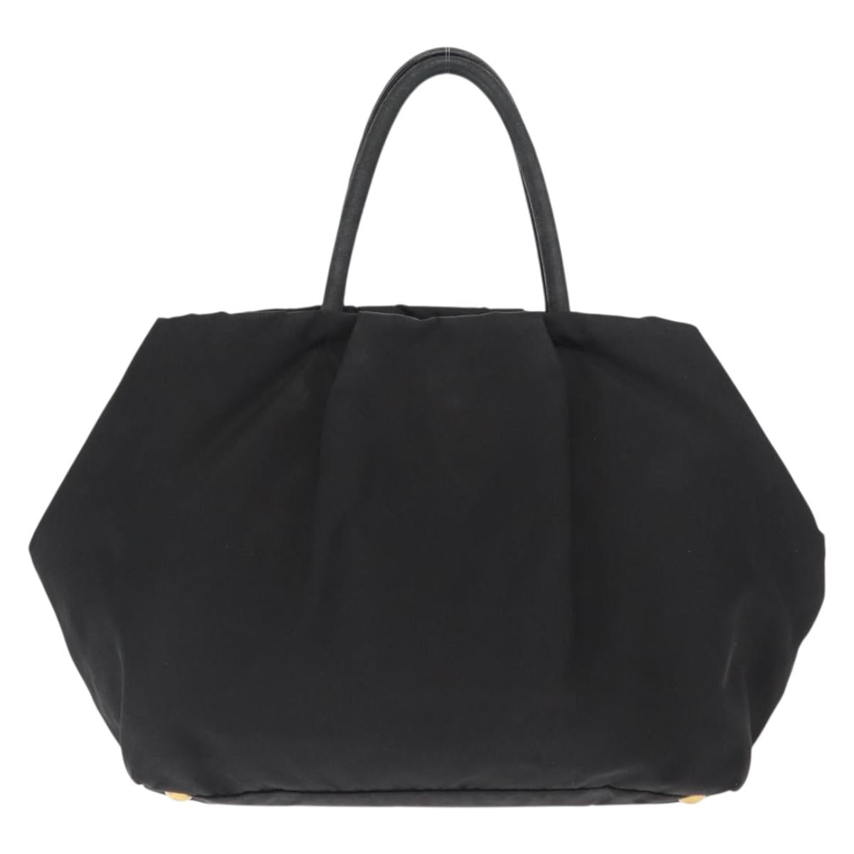 PRADA Ribbon Hand Bag Nylon Black Silver Auth 160092