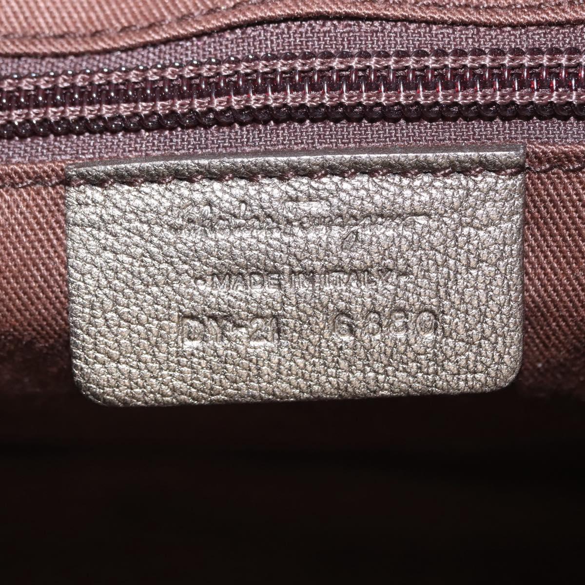 Salvatore Ferragamo Gancini Hand Bag Leather Gold Silver Auth 160099