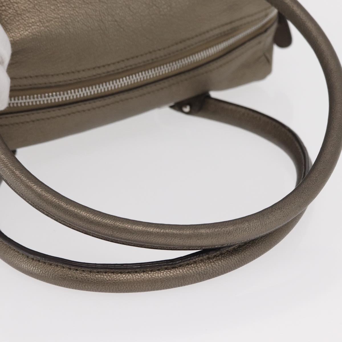 Salvatore Ferragamo Gancini Hand Bag Leather Gold Silver Auth 160099