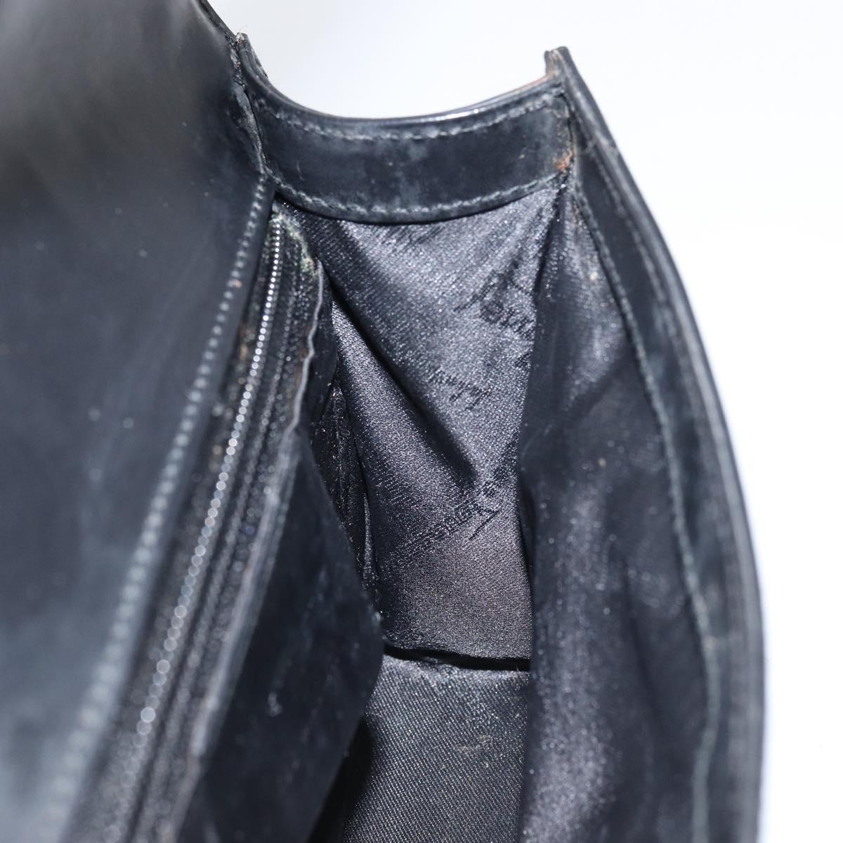 Salvatore Ferragamo Vala Hand Bag Leather Black Silver Auth 160107