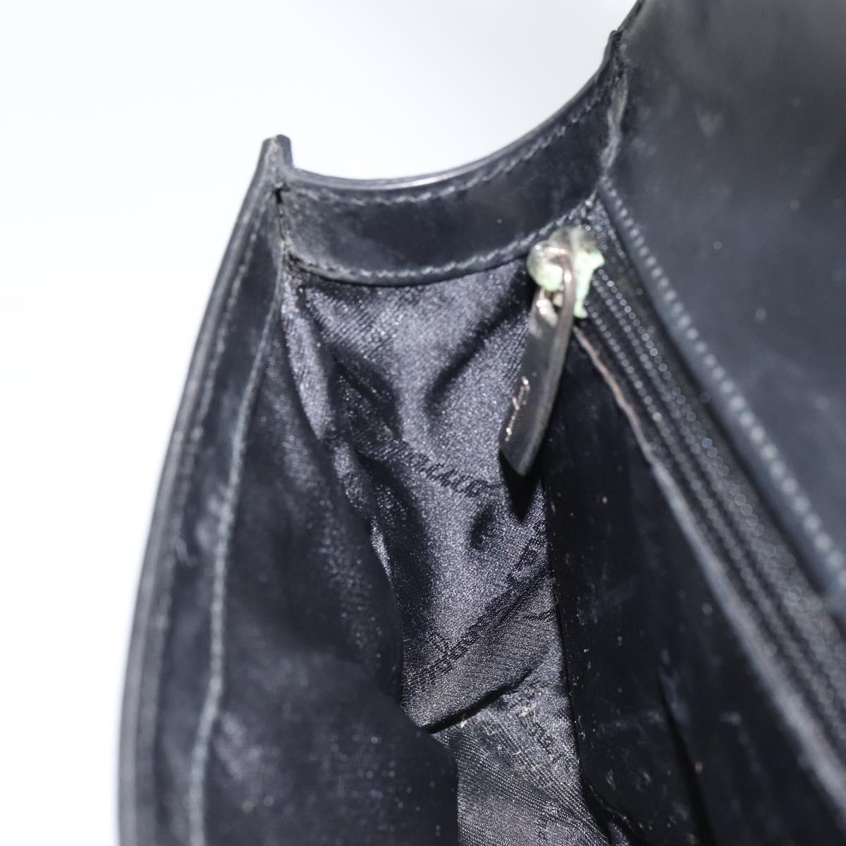 Salvatore Ferragamo Vala Hand Bag Leather Black Silver Auth 160107