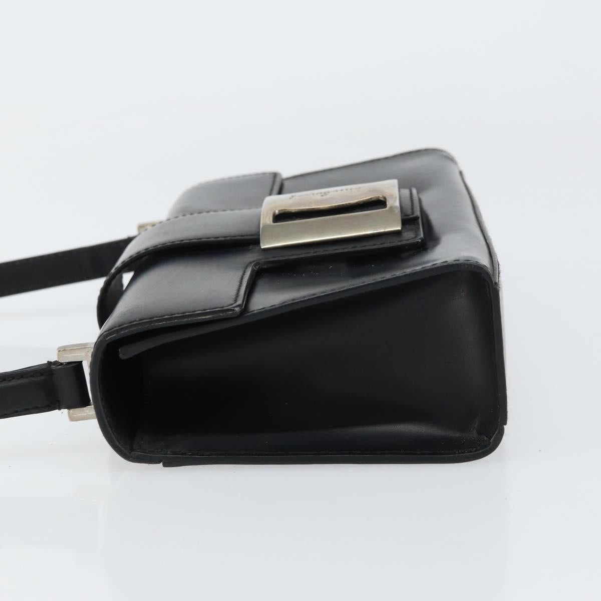 Salvatore Ferragamo Vala Hand Bag Leather Black Silver Auth 160107