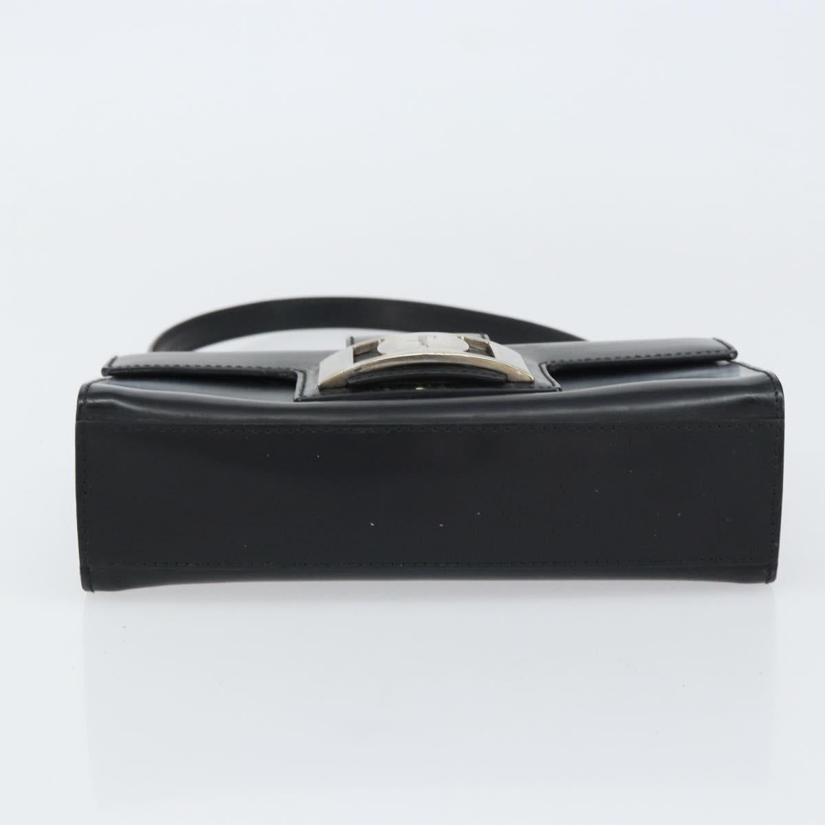 Salvatore Ferragamo Vala Hand Bag Leather Black Silver Auth 160107