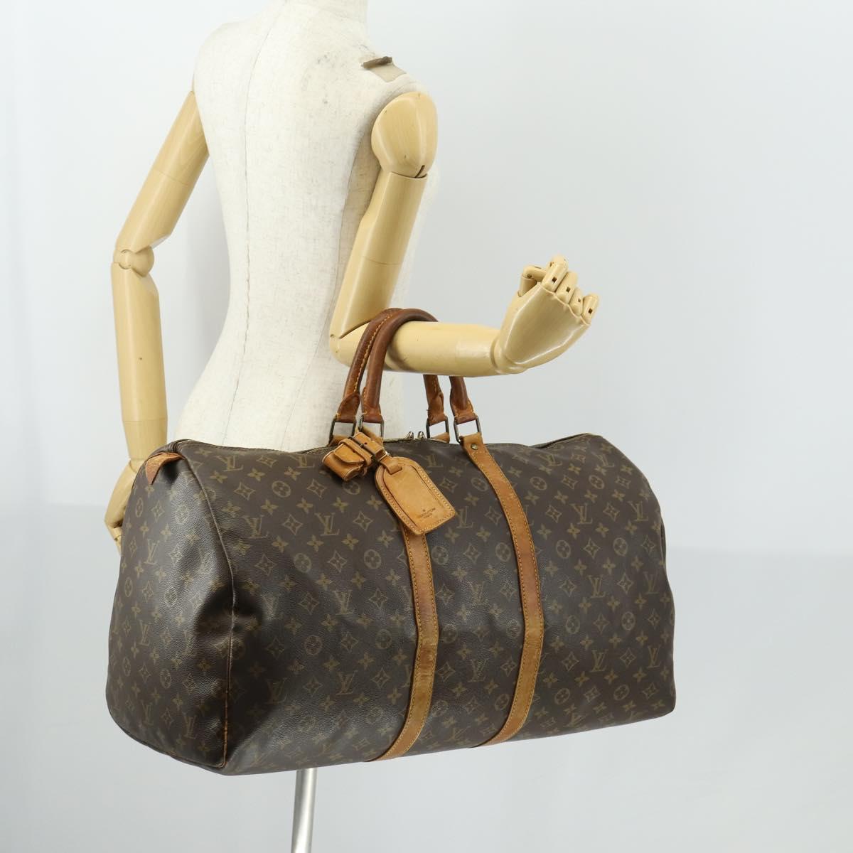 LOUIS VUITTON Monogram Keepall 55 Boston Bag M41424 LV Auth 160112