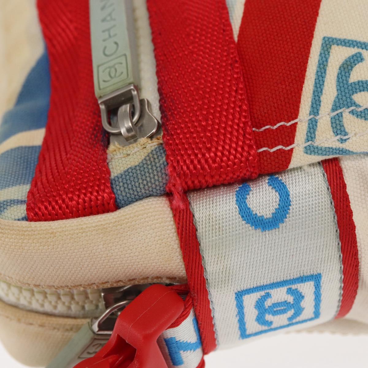 CHANEL Sports Line Shoulder Bag Canvas White Silver CC Auth 160123A