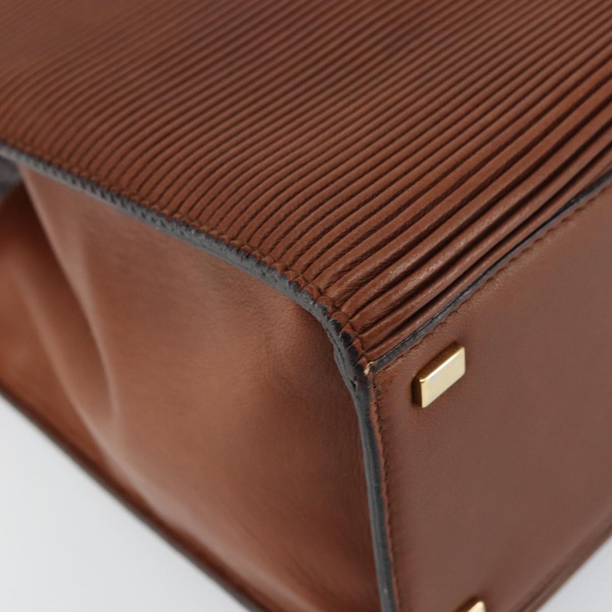 CELINE Macadam Canvas Hand Bag Leather 2way Brown Gold Auth 160135