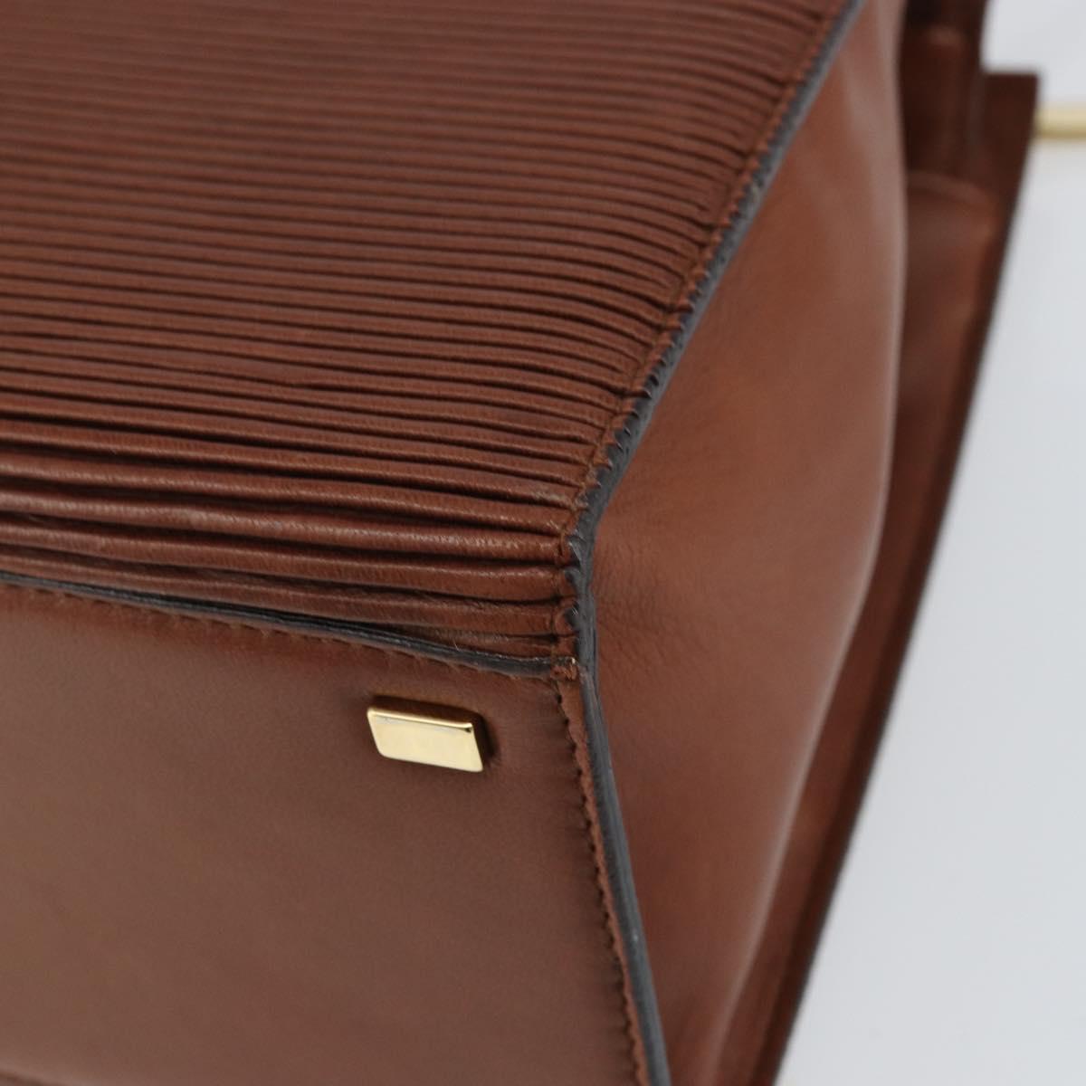 CELINE Macadam Canvas Hand Bag Leather 2way Brown Gold Auth 160135