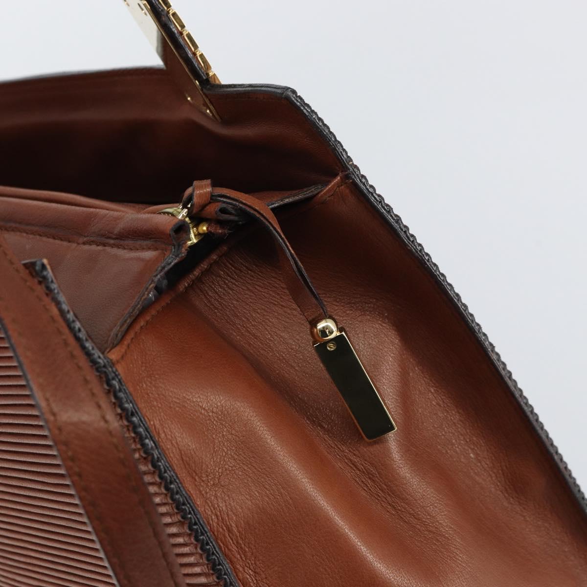 CELINE Macadam Canvas Hand Bag Leather 2way Brown Gold Auth 160135