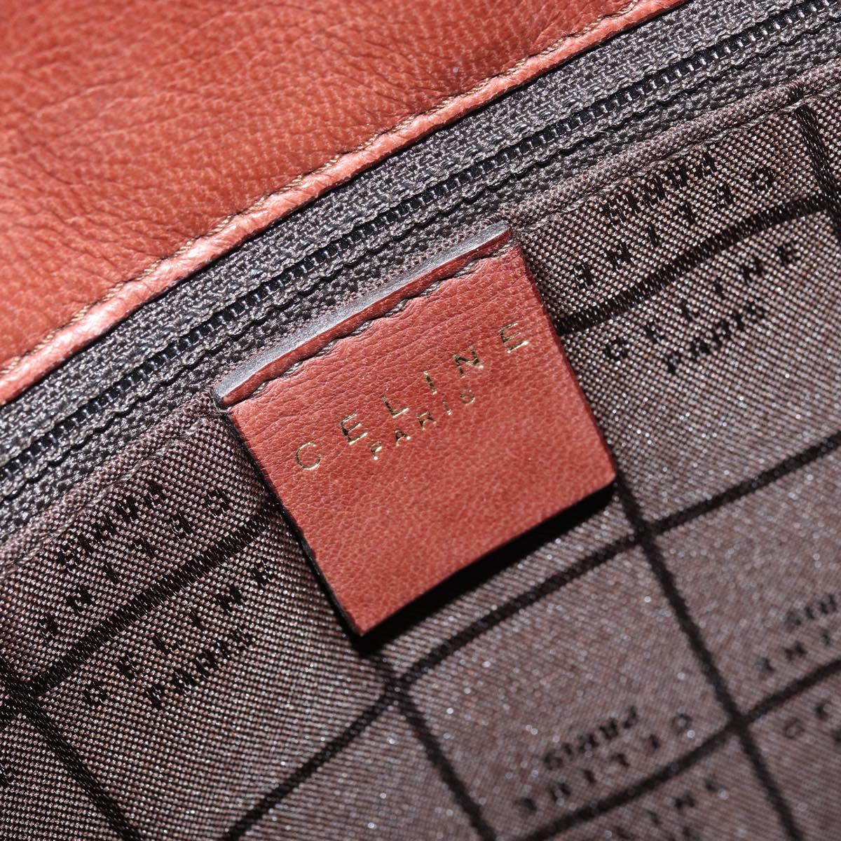 CELINE Macadam Canvas Hand Bag Leather 2way Brown Gold Auth 160135