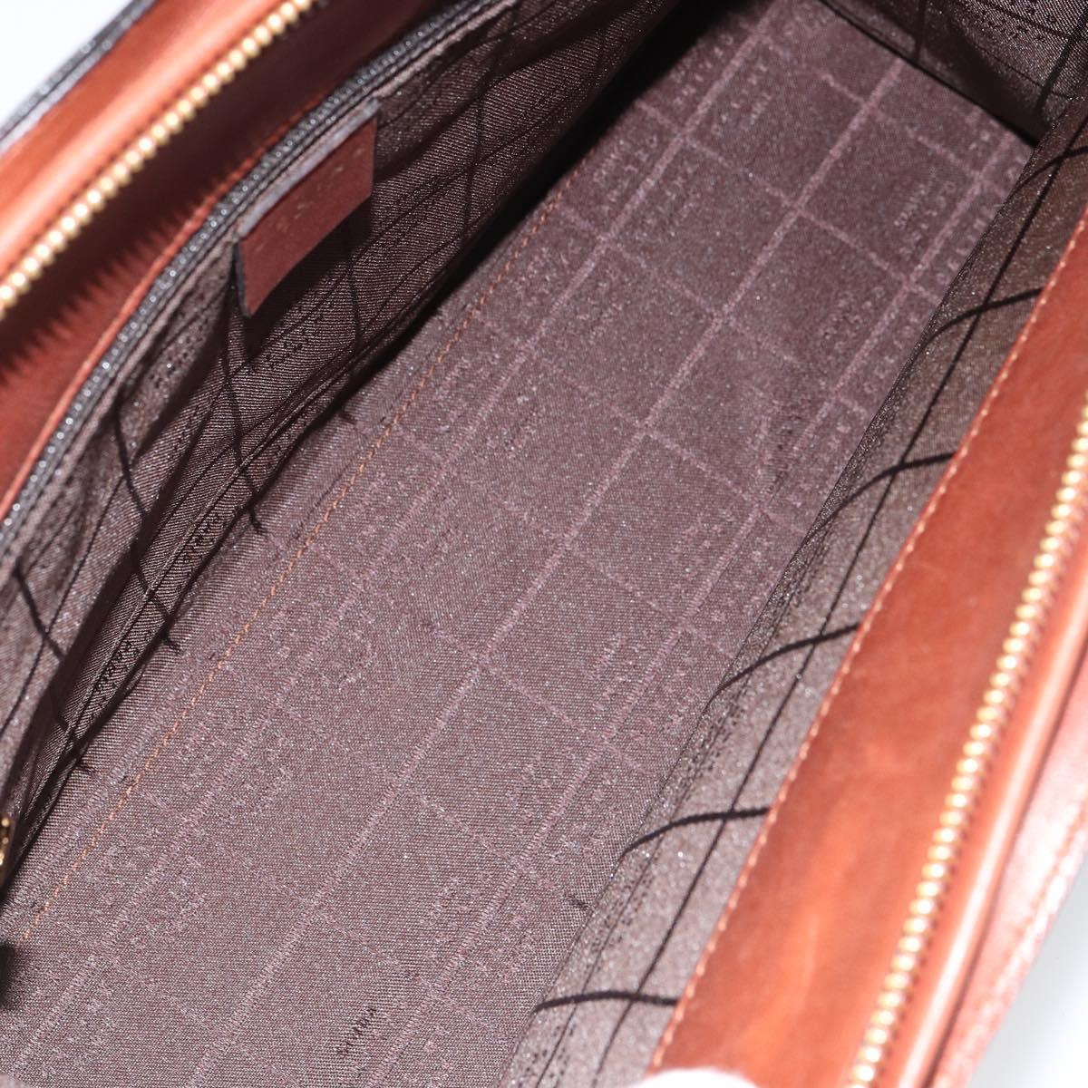 CELINE Macadam Canvas Hand Bag Leather 2way Brown Gold Auth 160135