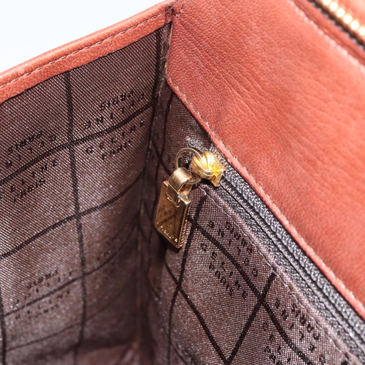 CELINE Macadam Canvas Hand Bag Leather 2way Brown Gold Auth 160135