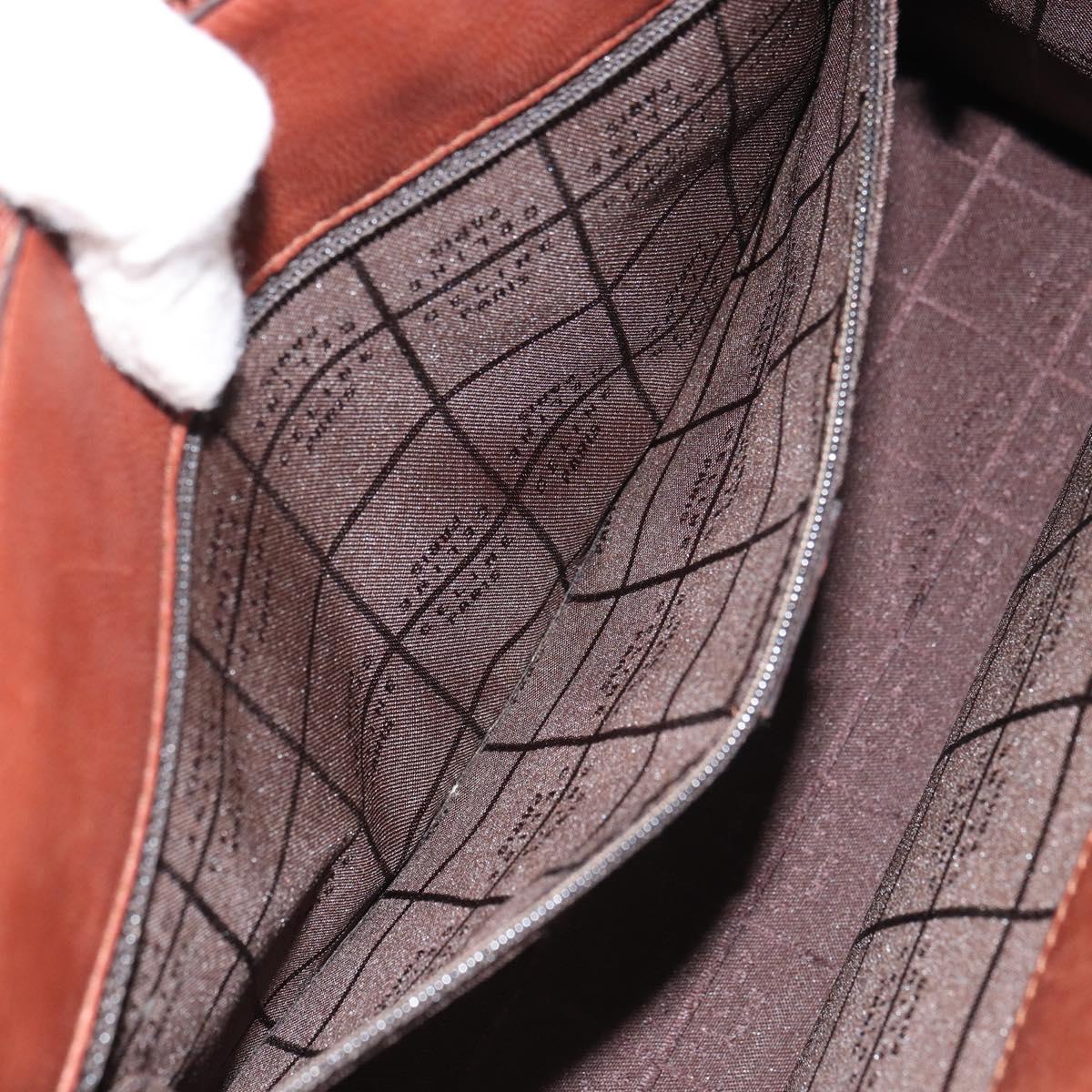 CELINE Macadam Canvas Hand Bag Leather 2way Brown Gold Auth 160135