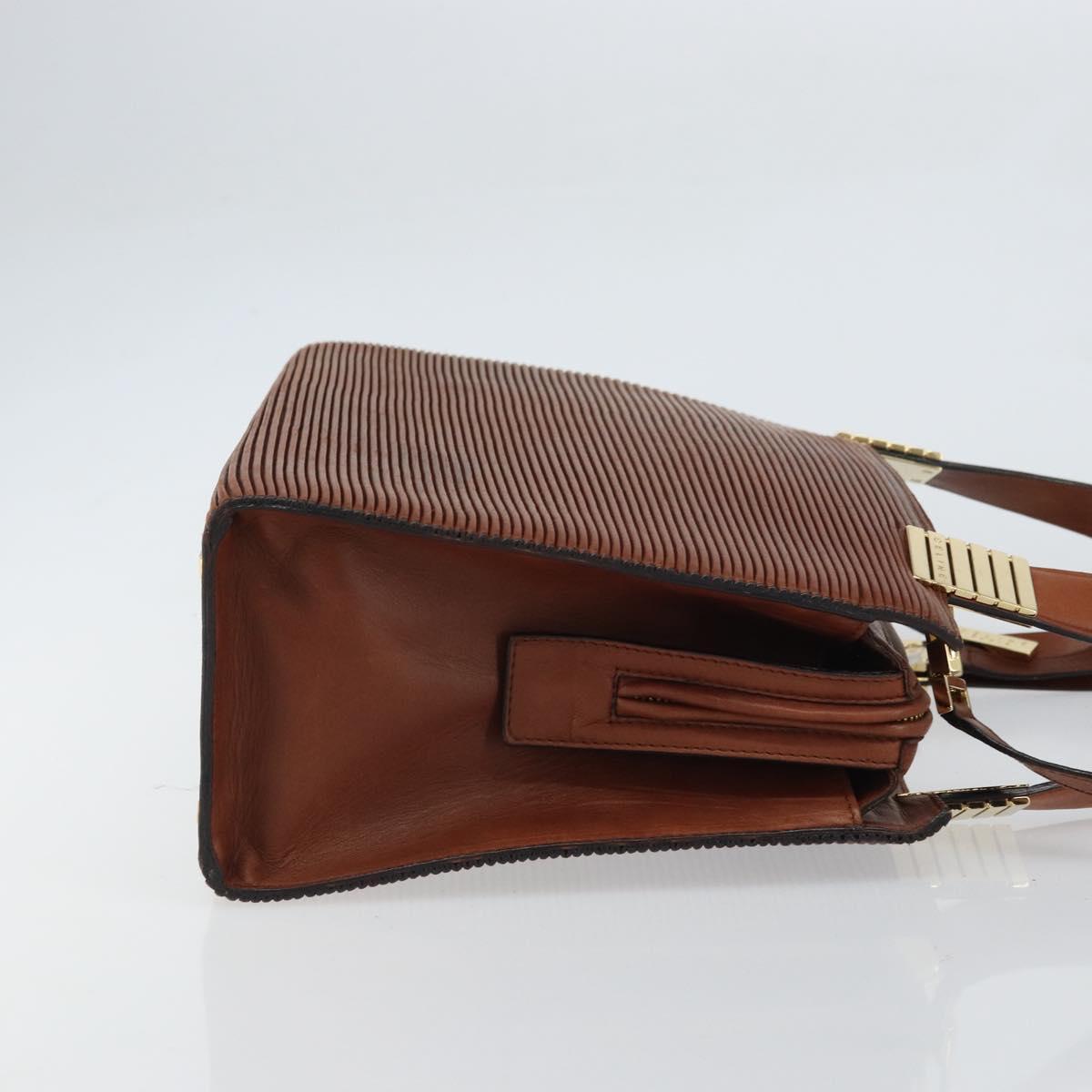 CELINE Macadam Canvas Hand Bag Leather 2way Brown Gold Auth 160135