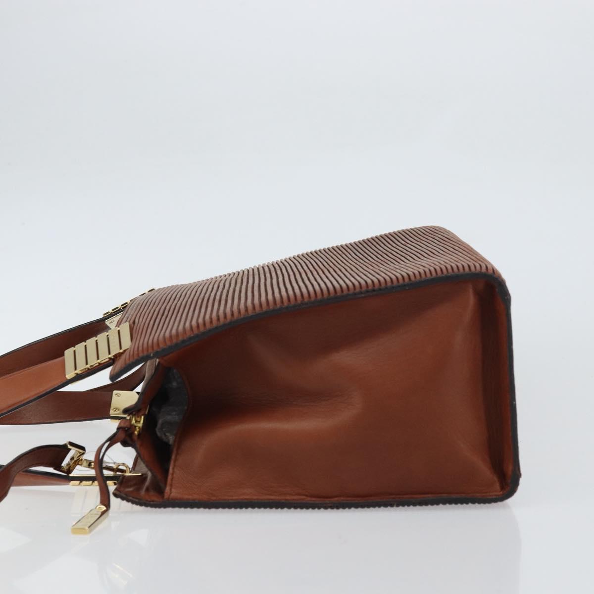 CELINE Macadam Canvas Hand Bag Leather 2way Brown Gold Auth 160135