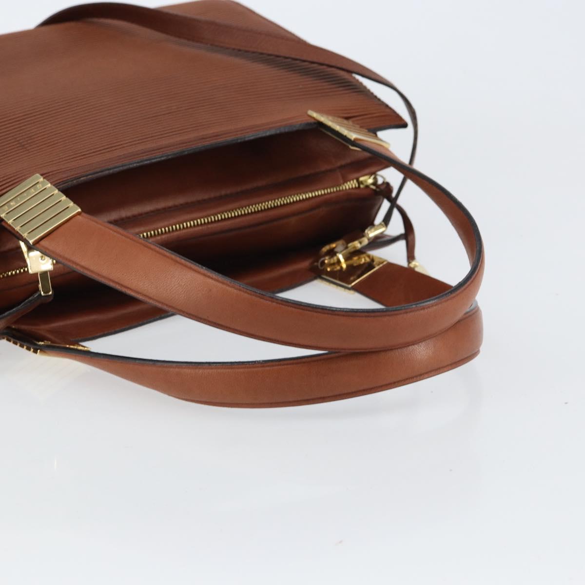 CELINE Macadam Canvas Hand Bag Leather 2way Brown Gold Auth 160135