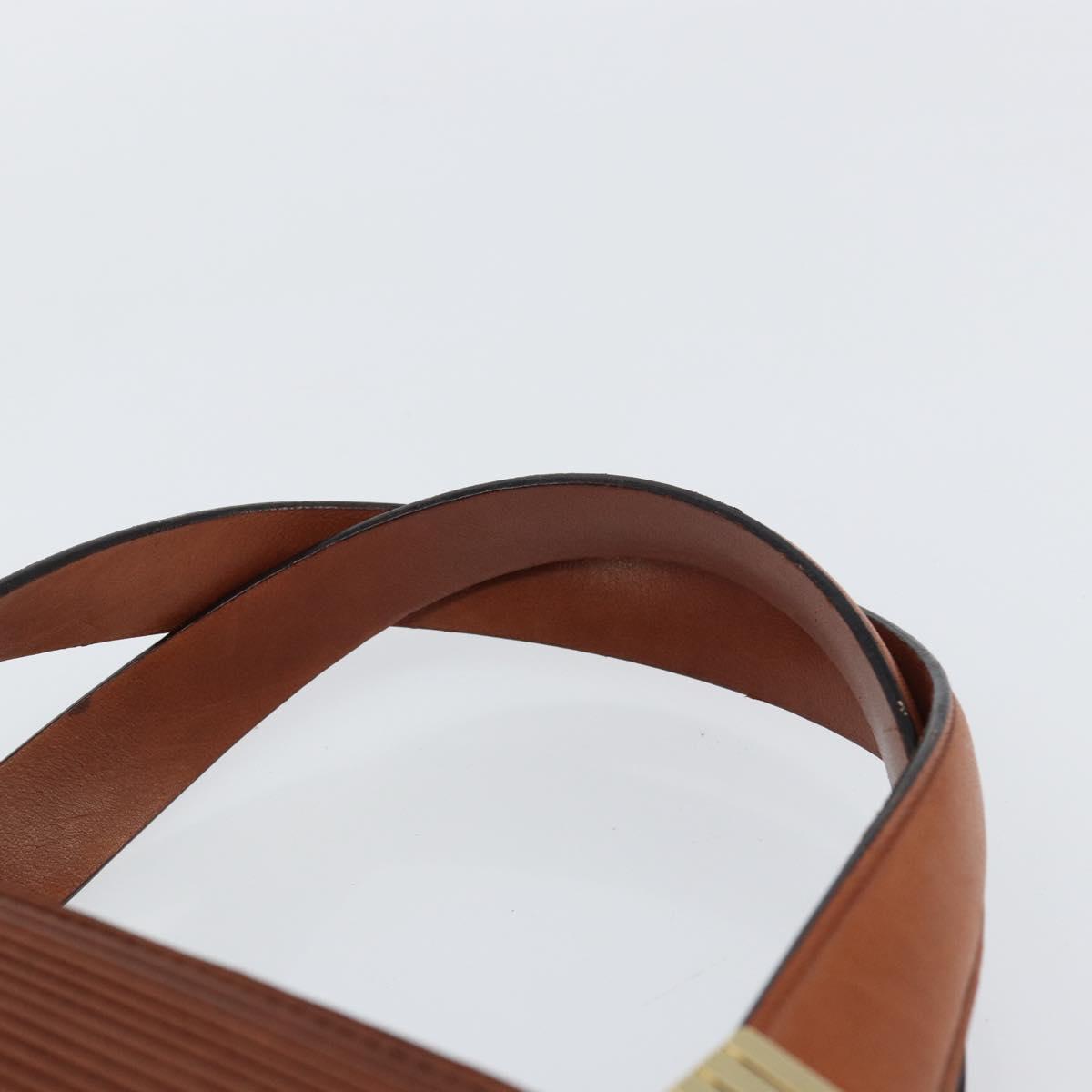 CELINE Macadam Canvas Hand Bag Leather 2way Brown Gold Auth 160135