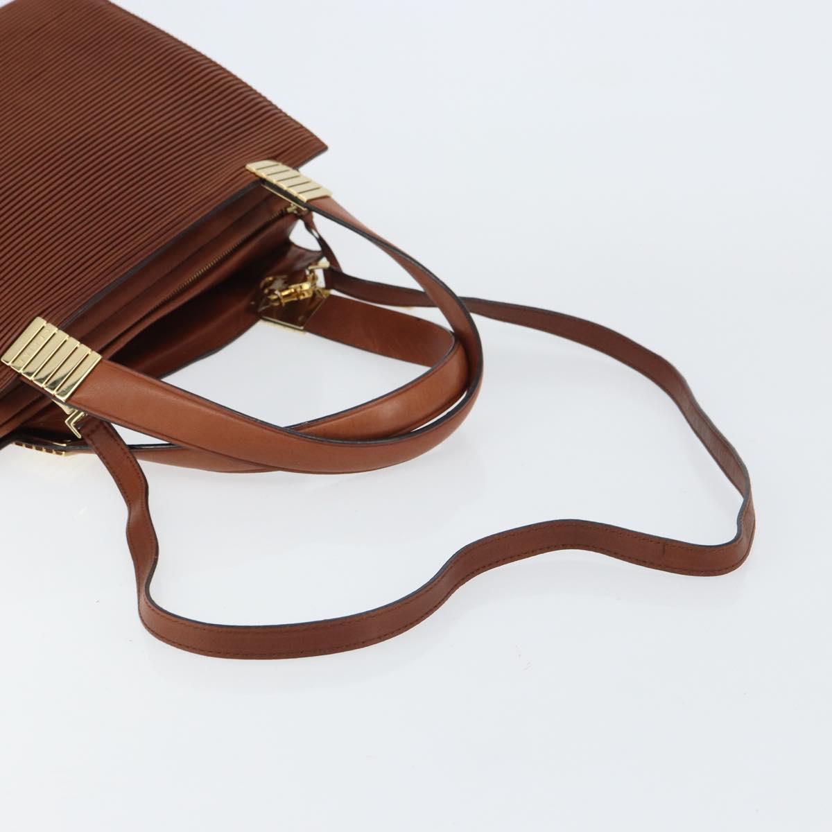 CELINE Macadam Canvas Hand Bag Leather 2way Brown Gold Auth 160135