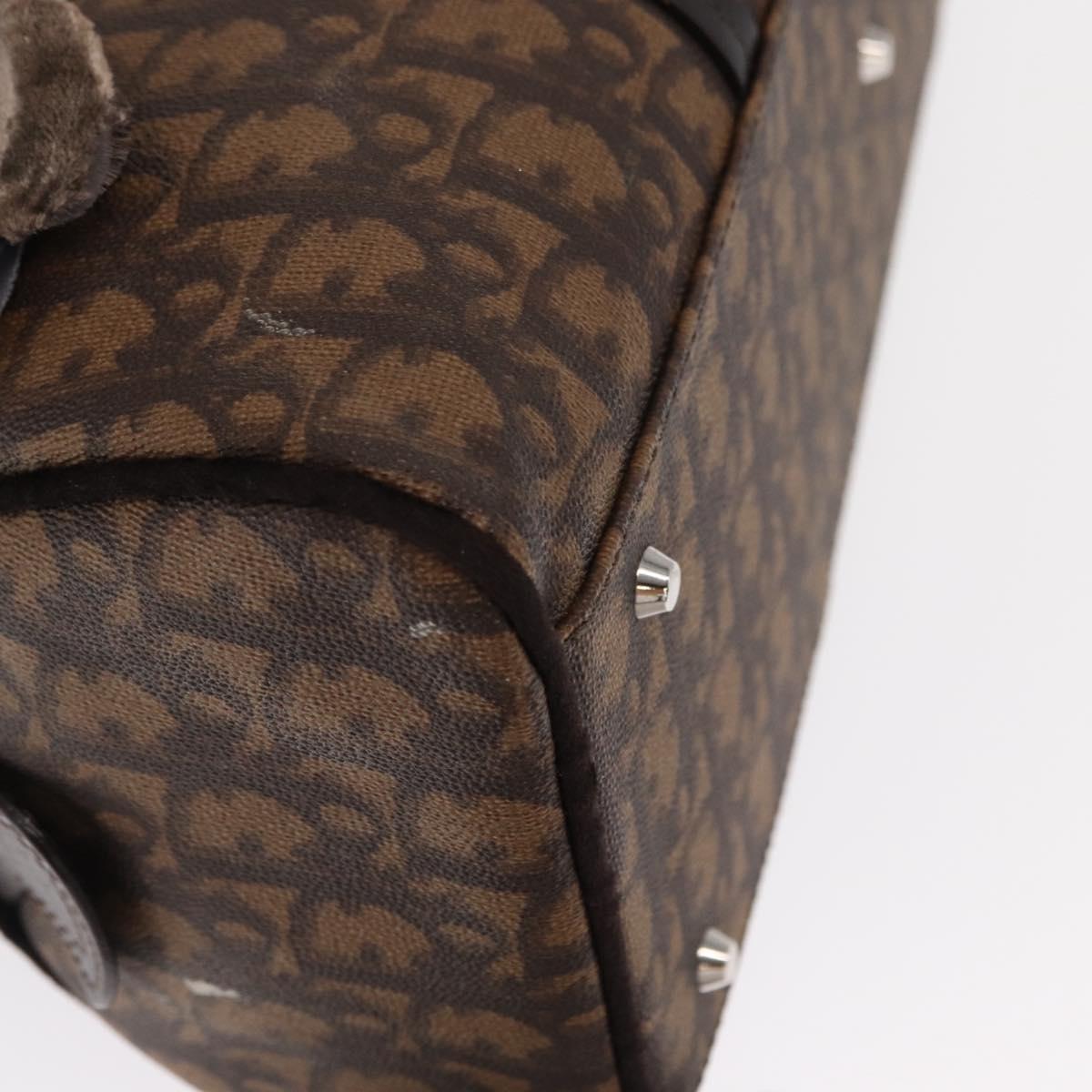 Christian Dior Romantic Trotter Canvas Hand Bag PVC Brown Silver Auth 160136V