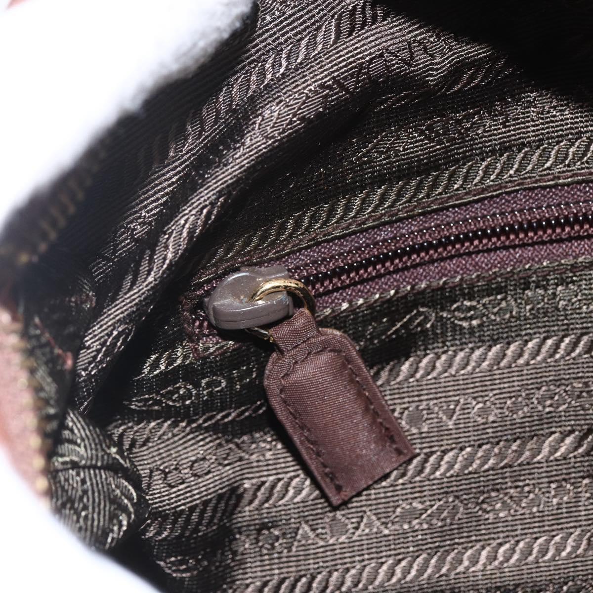 PRADA Chain Quilted Shoulder Bag Nylon Brown Gold Auth 160140