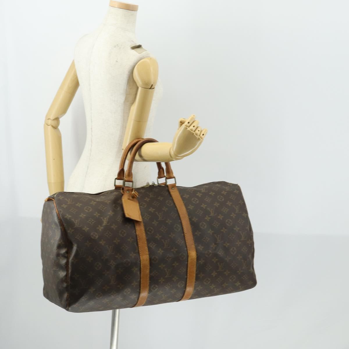 LOUIS VUITTON Monogram Keepall 55 Boston Bag M41424 LV Auth 160147