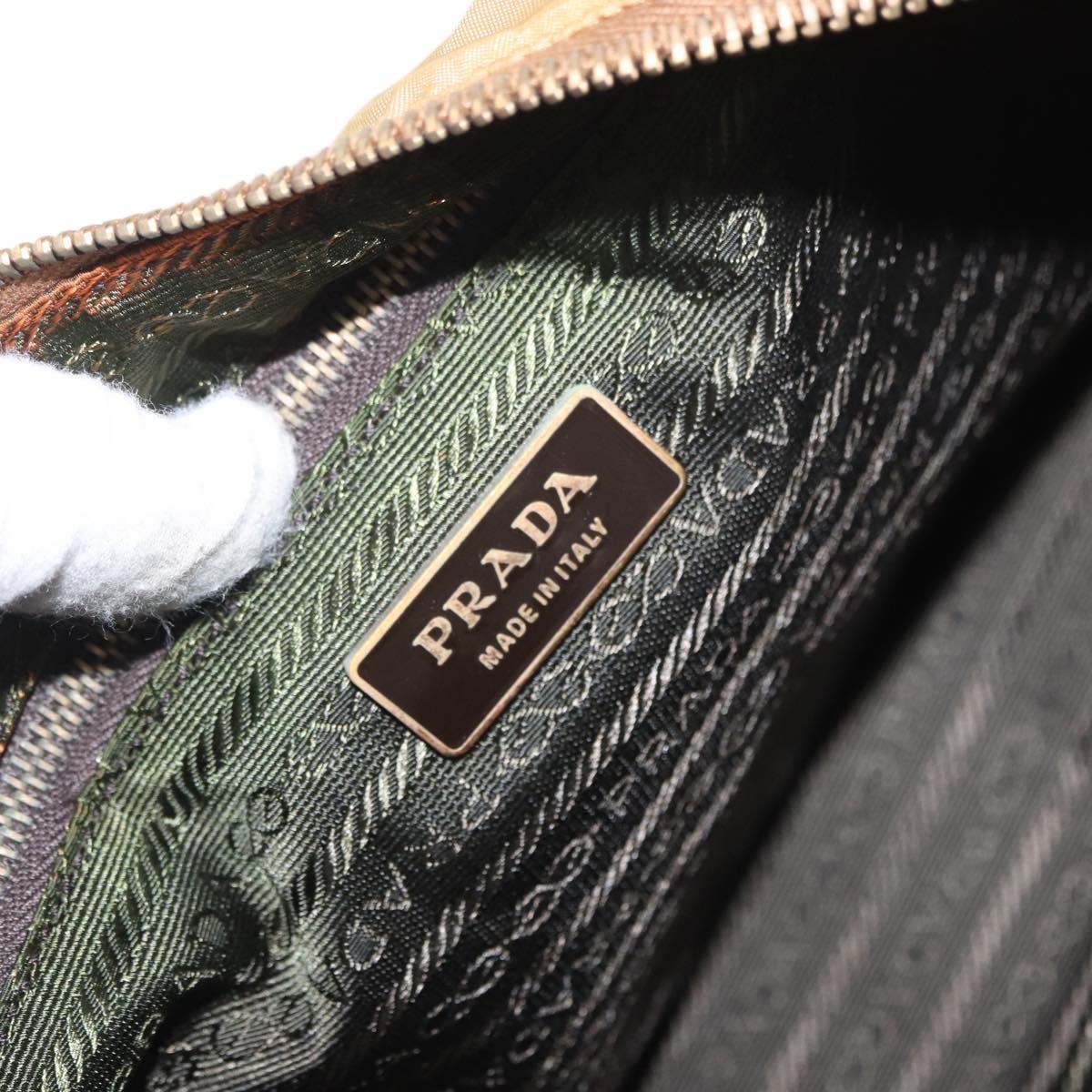 PRADA Shoulder Bag Nylon Beige Gold Auth 160150