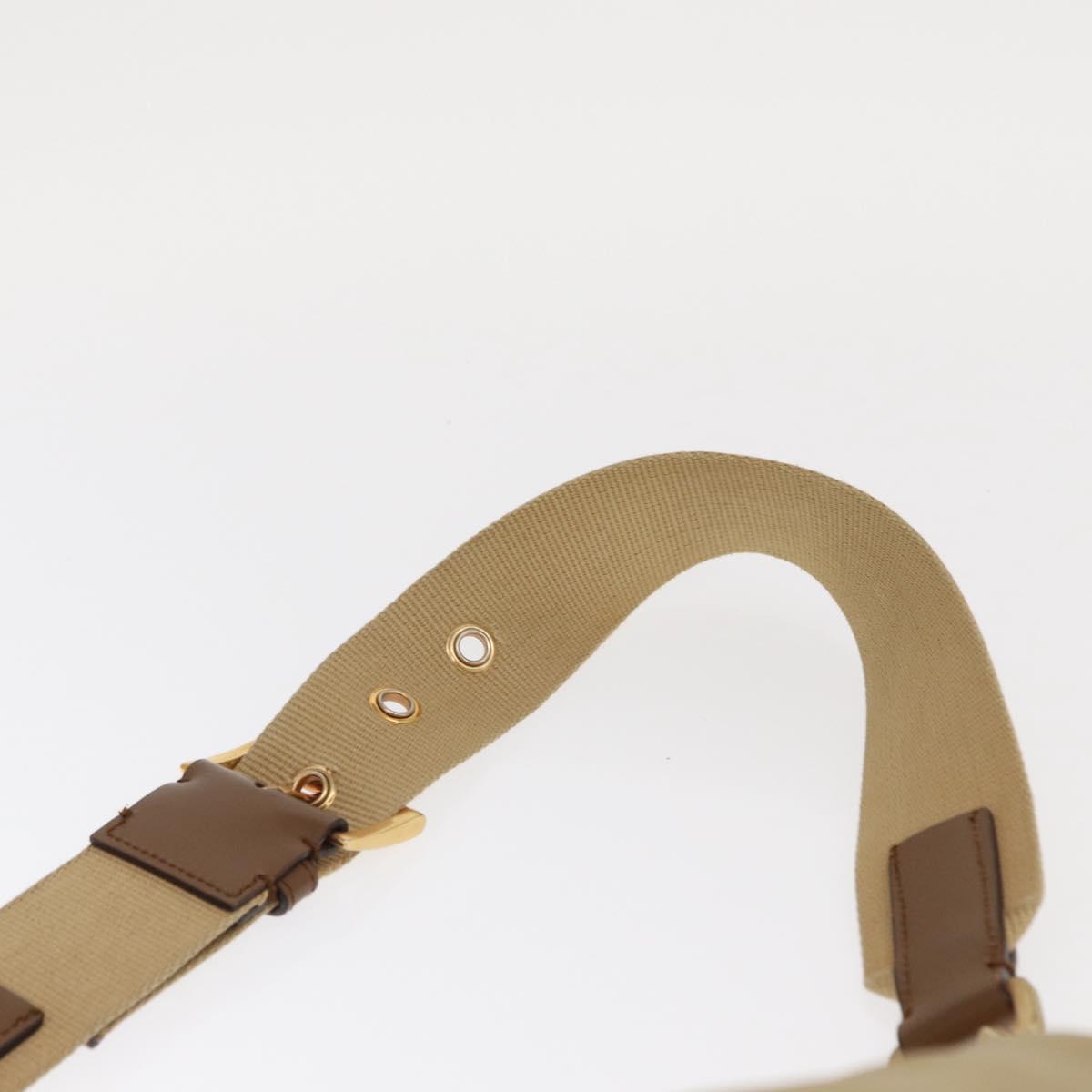 PRADA Shoulder Bag Nylon Beige Gold Auth 160150